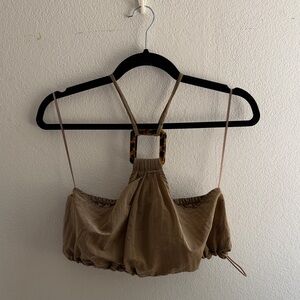 Olivaceous Brown Crop Top with Tortoise Detail